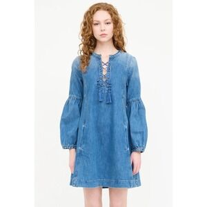 Ulla Johnson Denim Deren Tie Dress Size 0 100% Cotton